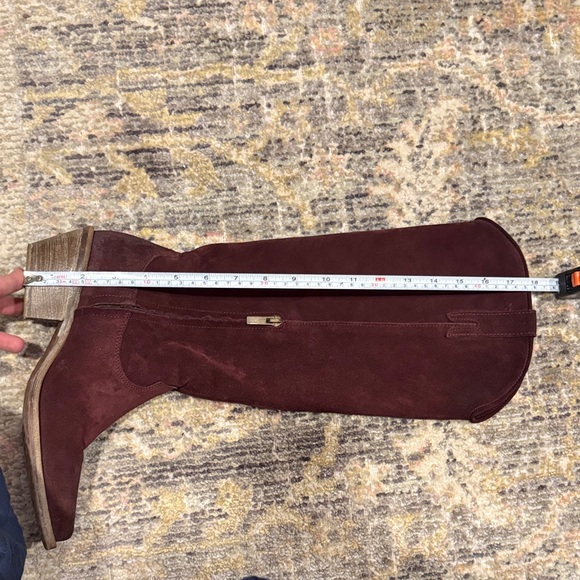 Sundance Burgundy Suede Slouch Western Cowboy Boots Women size 39 - Picture 11 of 12